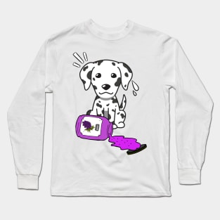 Naughty Dalmatian Spills a jar of grape jam! Long Sleeve T-Shirt